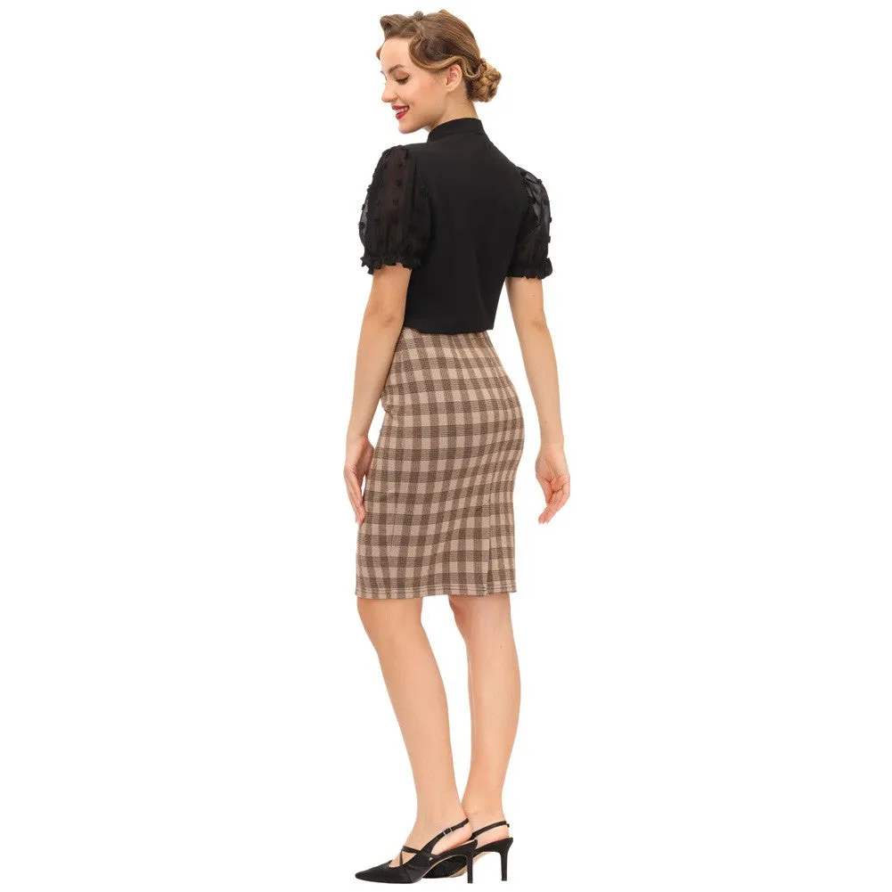 Bow-Knot Decorated Shirt Short Sleeve Stand Collar Tops