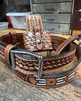 Custom Tooled Premium Radio Strap Set