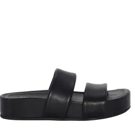 Hallie Black Leather Slide