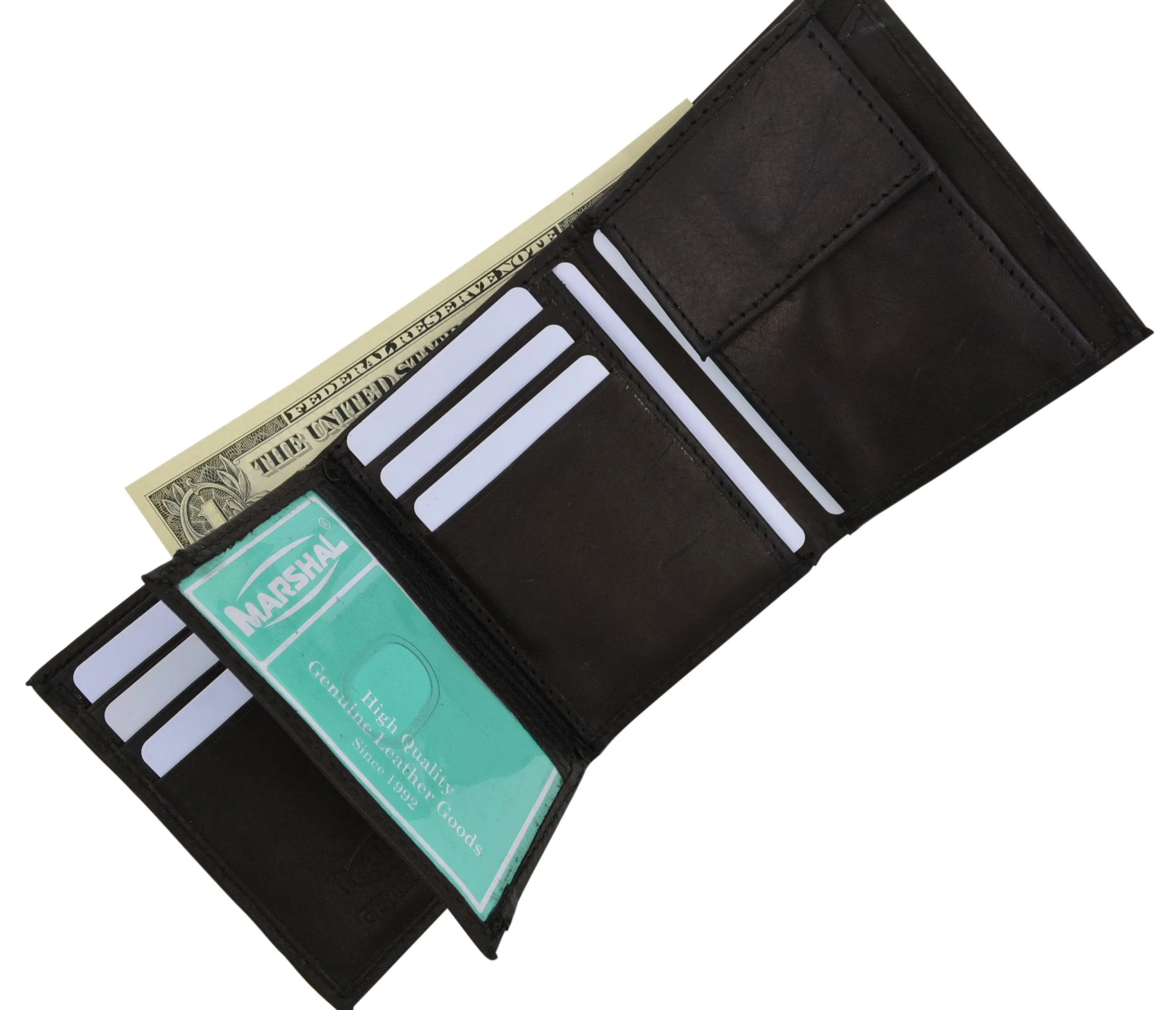 K200 (C)/Kids Genuine Leather Trifold Flap ID Credit Card Holder Coin Pocket Small Wallet