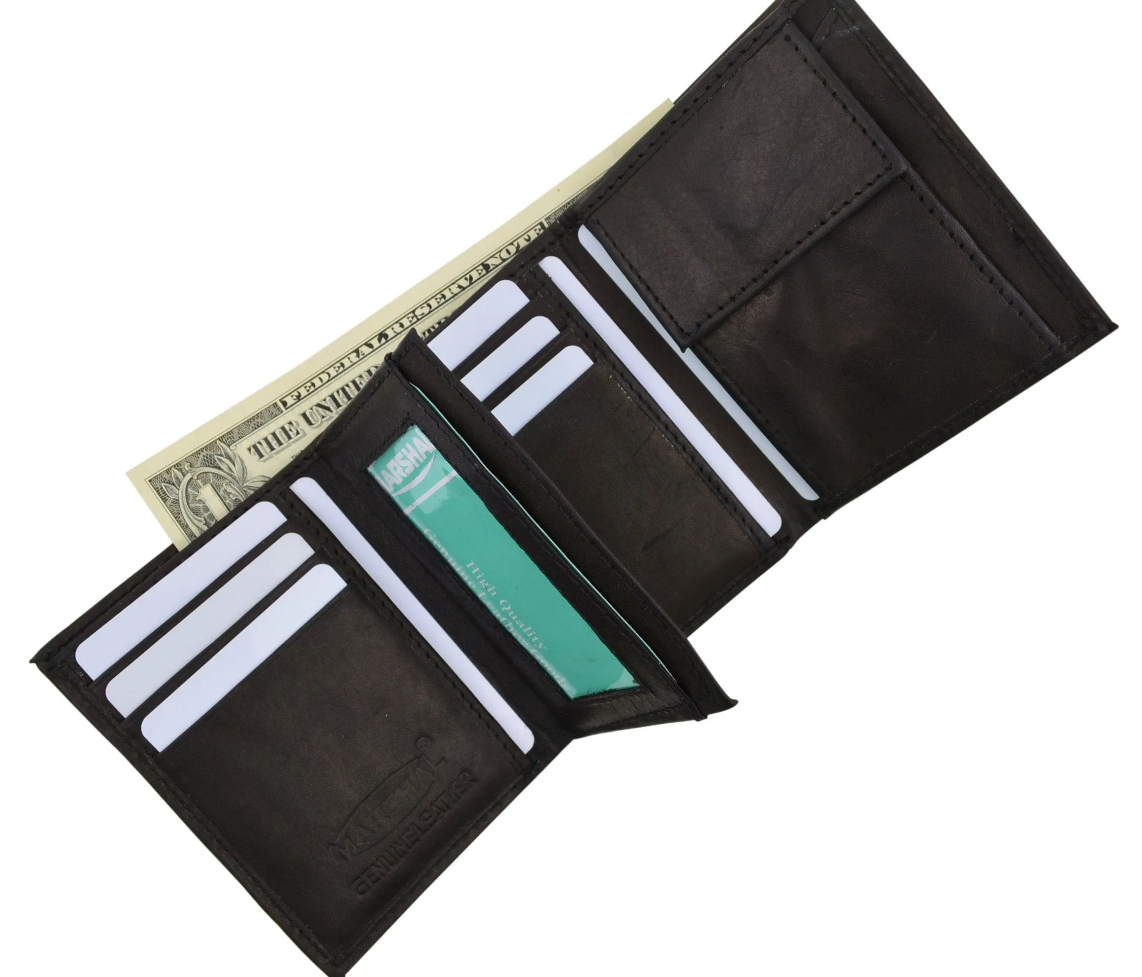 K200 (C)/Kids Genuine Leather Trifold Flap ID Credit Card Holder Coin Pocket Small Wallet