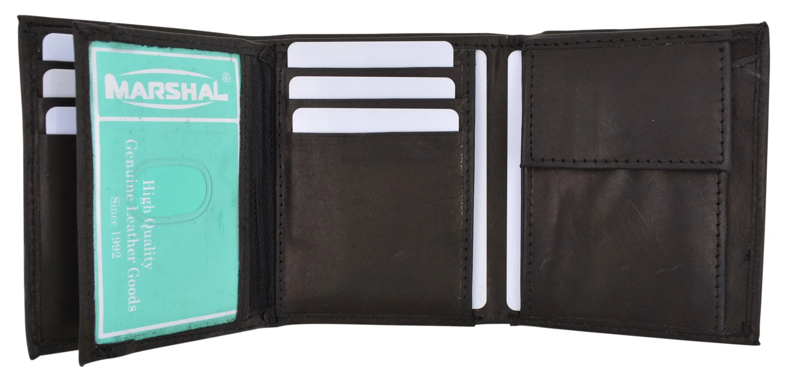 K200 (C)/Kids Genuine Leather Trifold Flap ID Credit Card Holder Coin Pocket Small Wallet