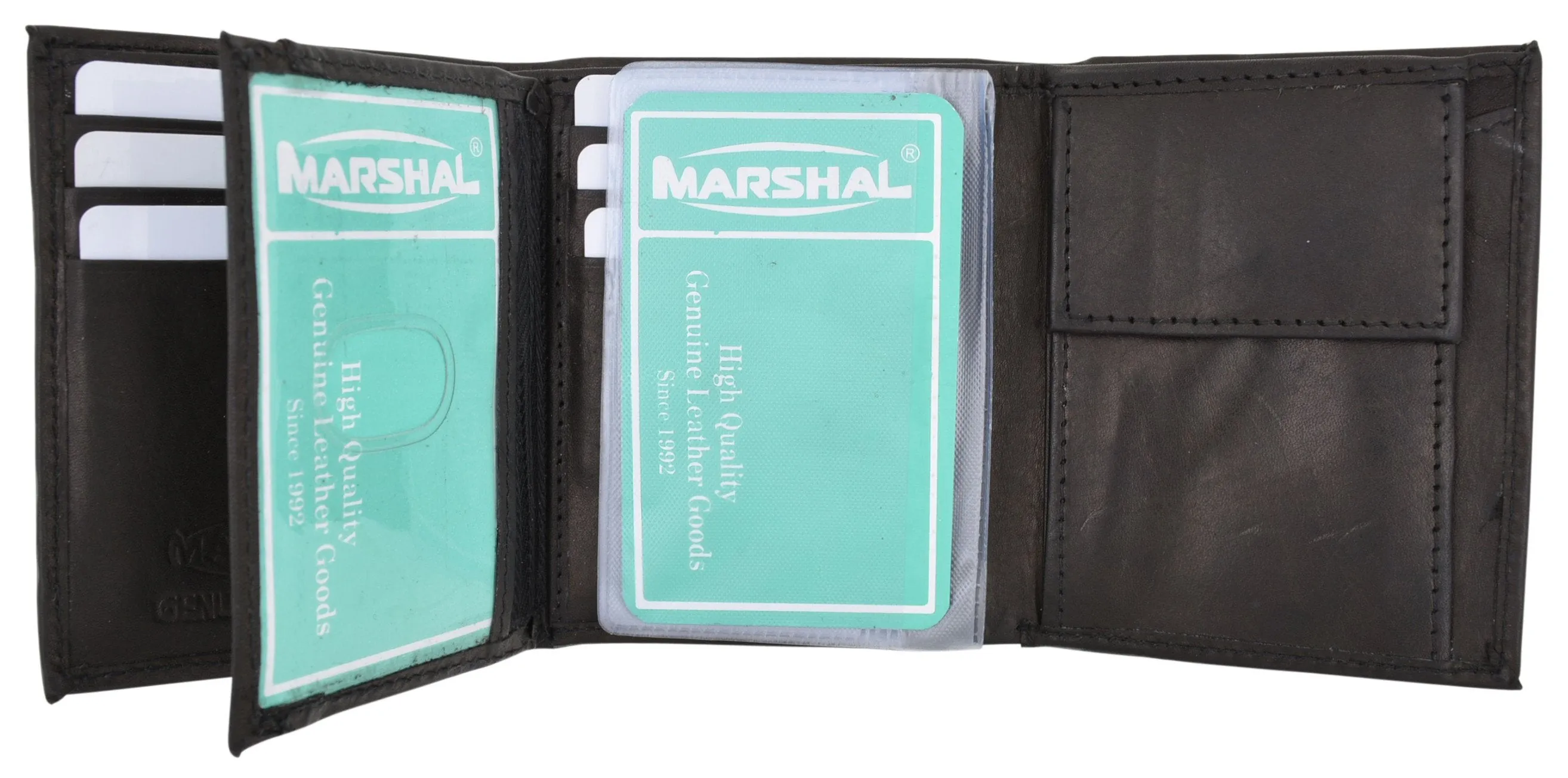 K200 (C)/Kids Genuine Leather Trifold Flap ID Credit Card Holder Coin Pocket Small Wallet