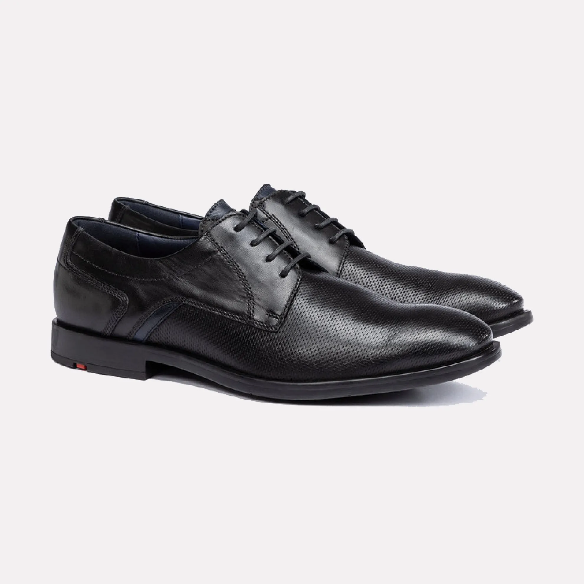 LLOYD LANCE Lace-up Smooth and Embossed Leather Derby Shoe / Black