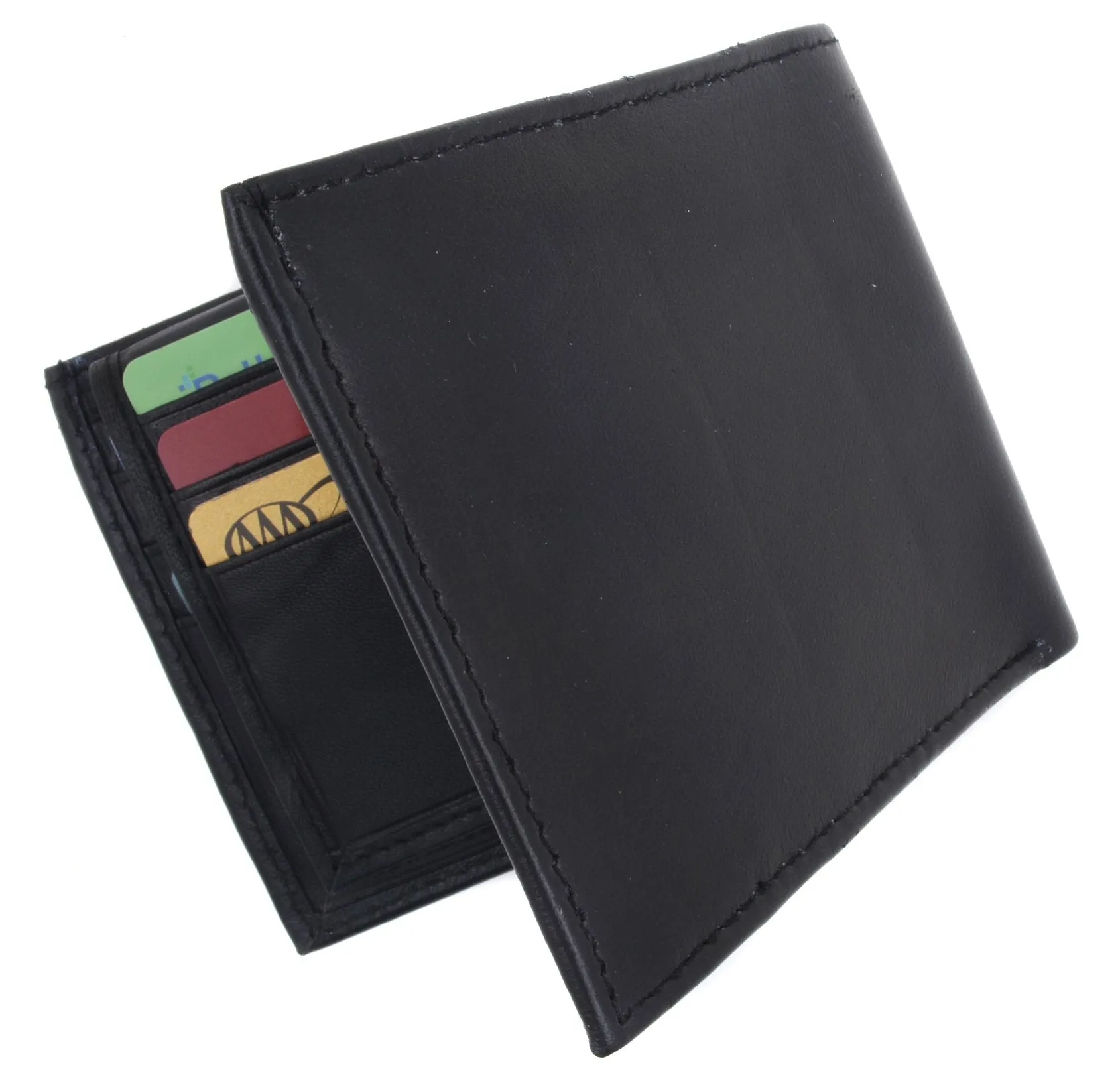 Mens Premium Leather Wallet Lamb Bifold W Coin Pouch P59