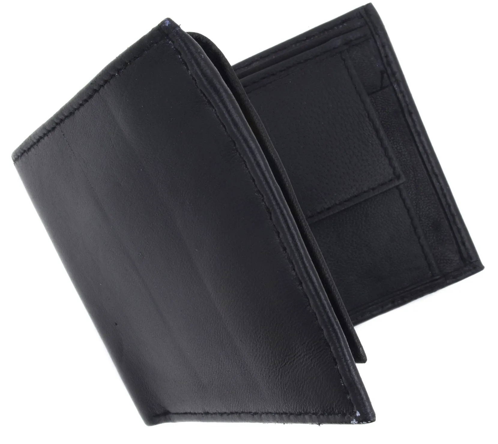 Mens Premium Leather Wallet Lamb Bifold W Coin Pouch P59
