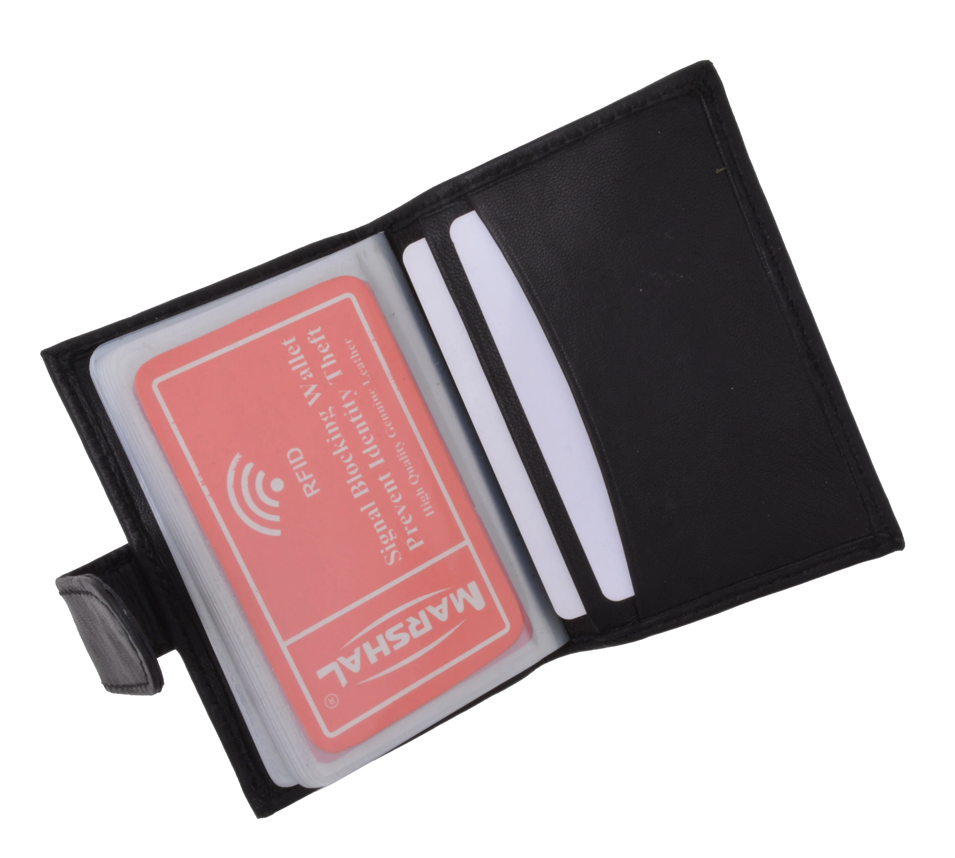 Premium Soft Leather RFID Blocking Credit Card ID Holder with Snap Closure  RFIDP570