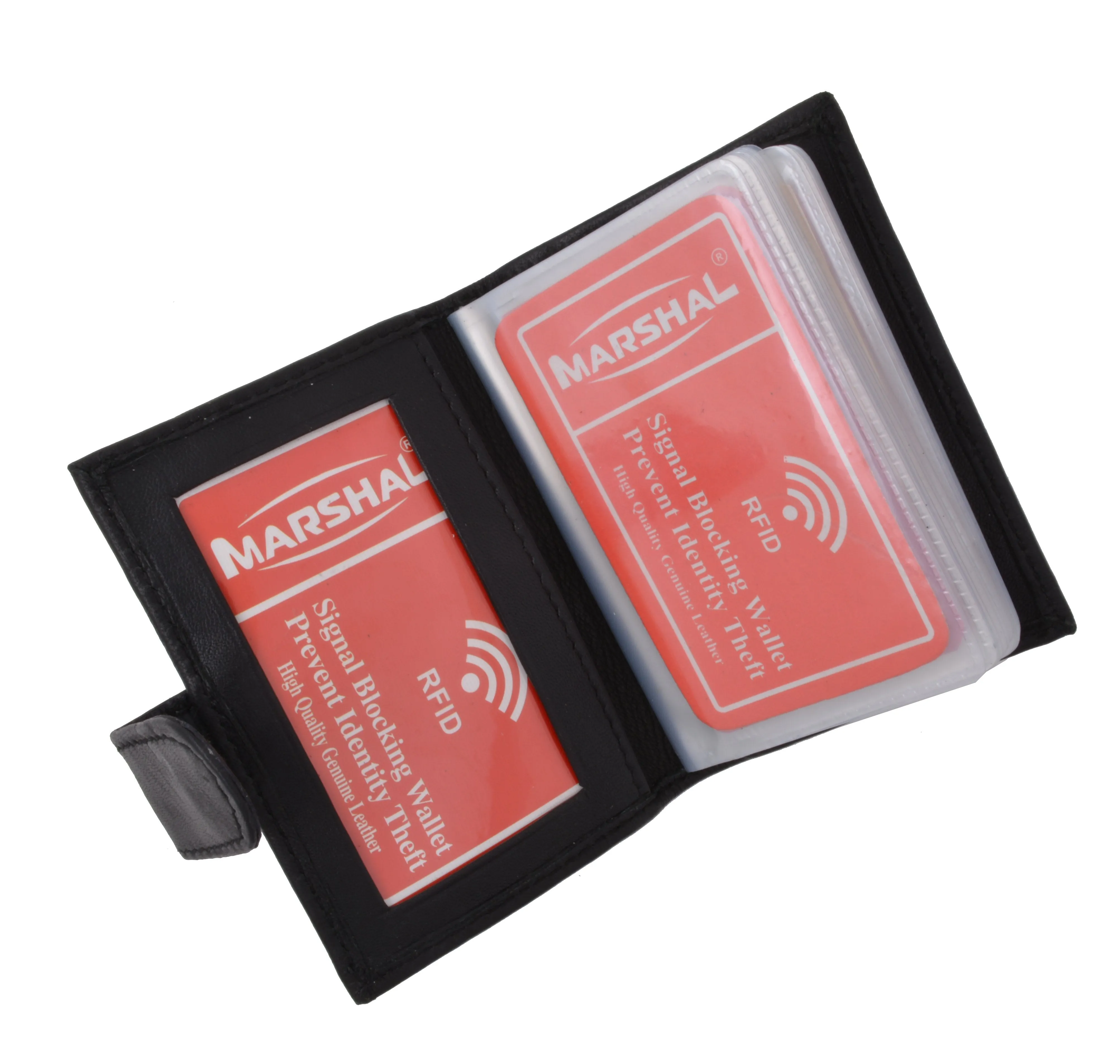 Premium Soft Leather RFID Blocking Credit Card ID Holder with Snap Closure  RFIDP570