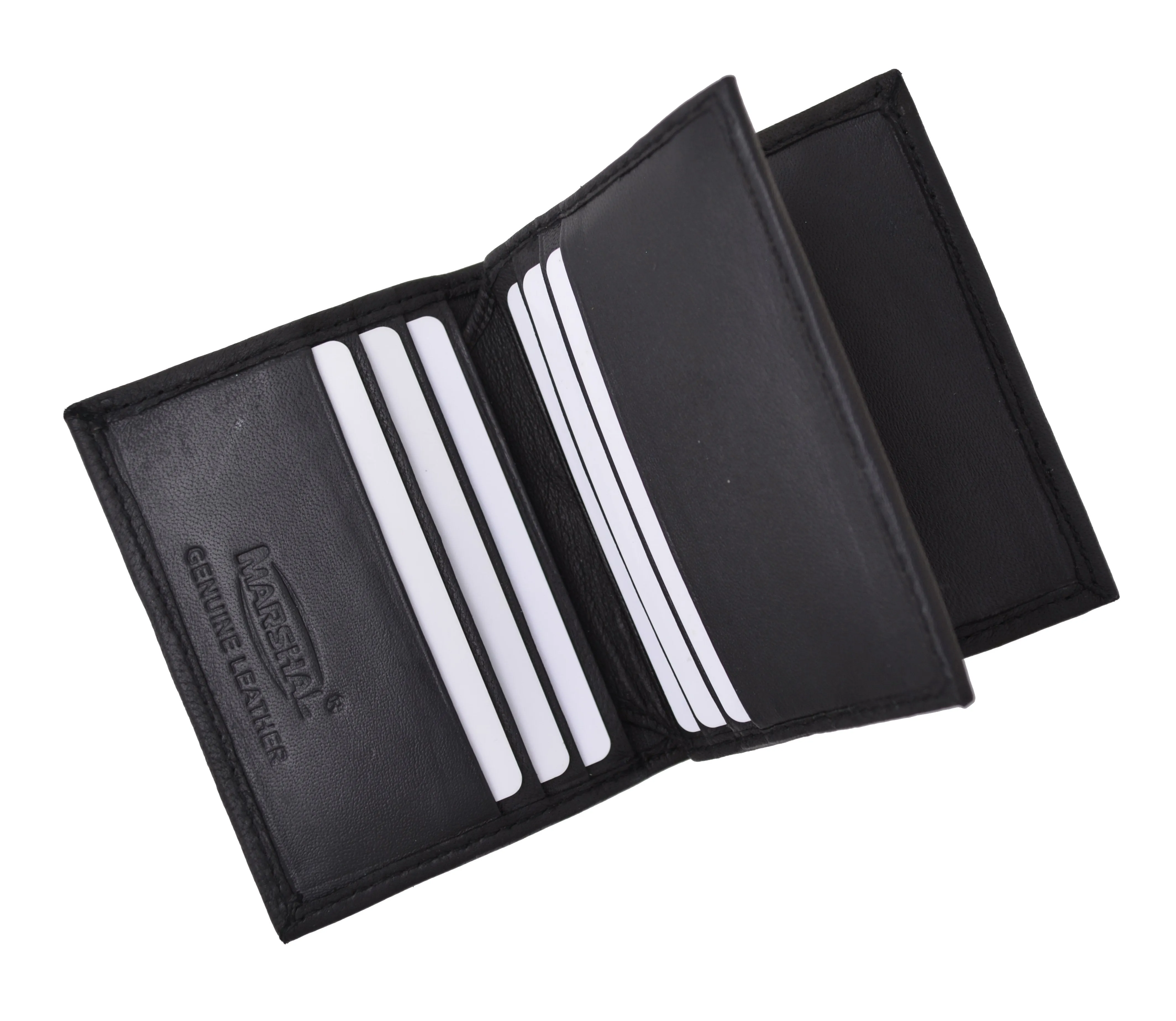 RFID Blocking Premium Genuine Leather Multi Credit Card Holder Wallet with Center Flap RFIDP74