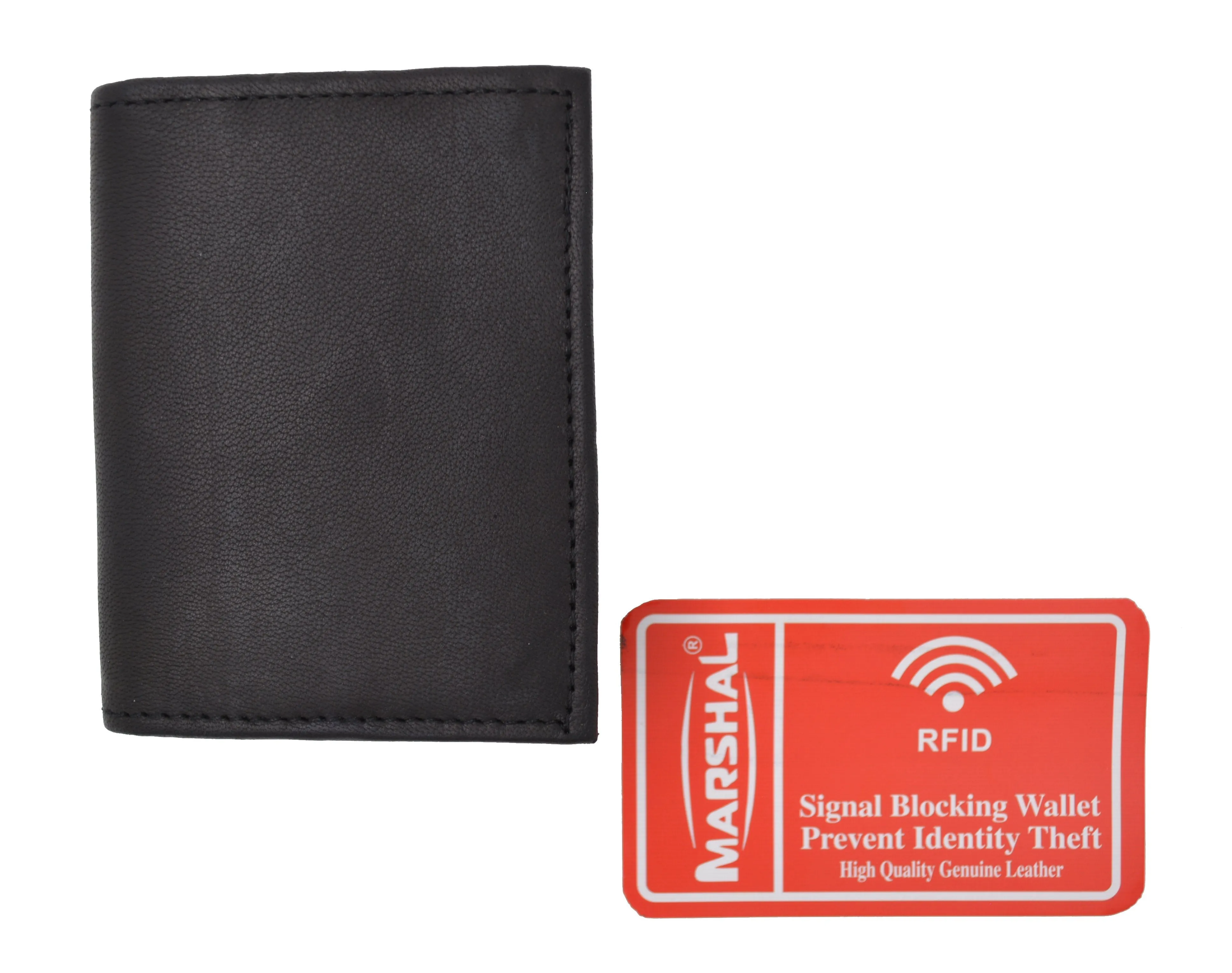 RFID Blocking Premium Genuine Leather Multi Credit Card Holder Wallet with Center Flap RFIDP74