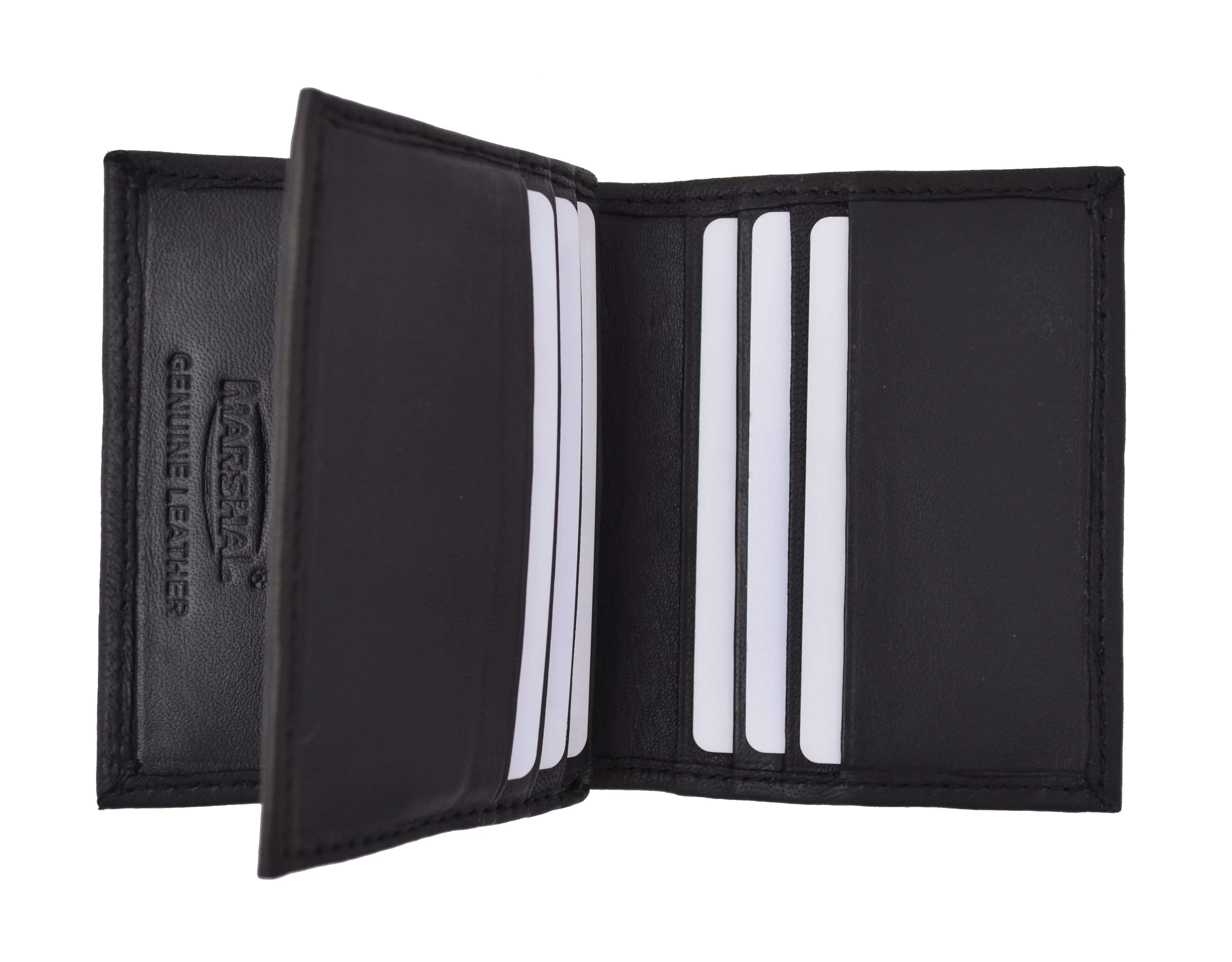 RFID Blocking Premium Genuine Leather Multi Credit Card Holder Wallet with Center Flap RFIDP74