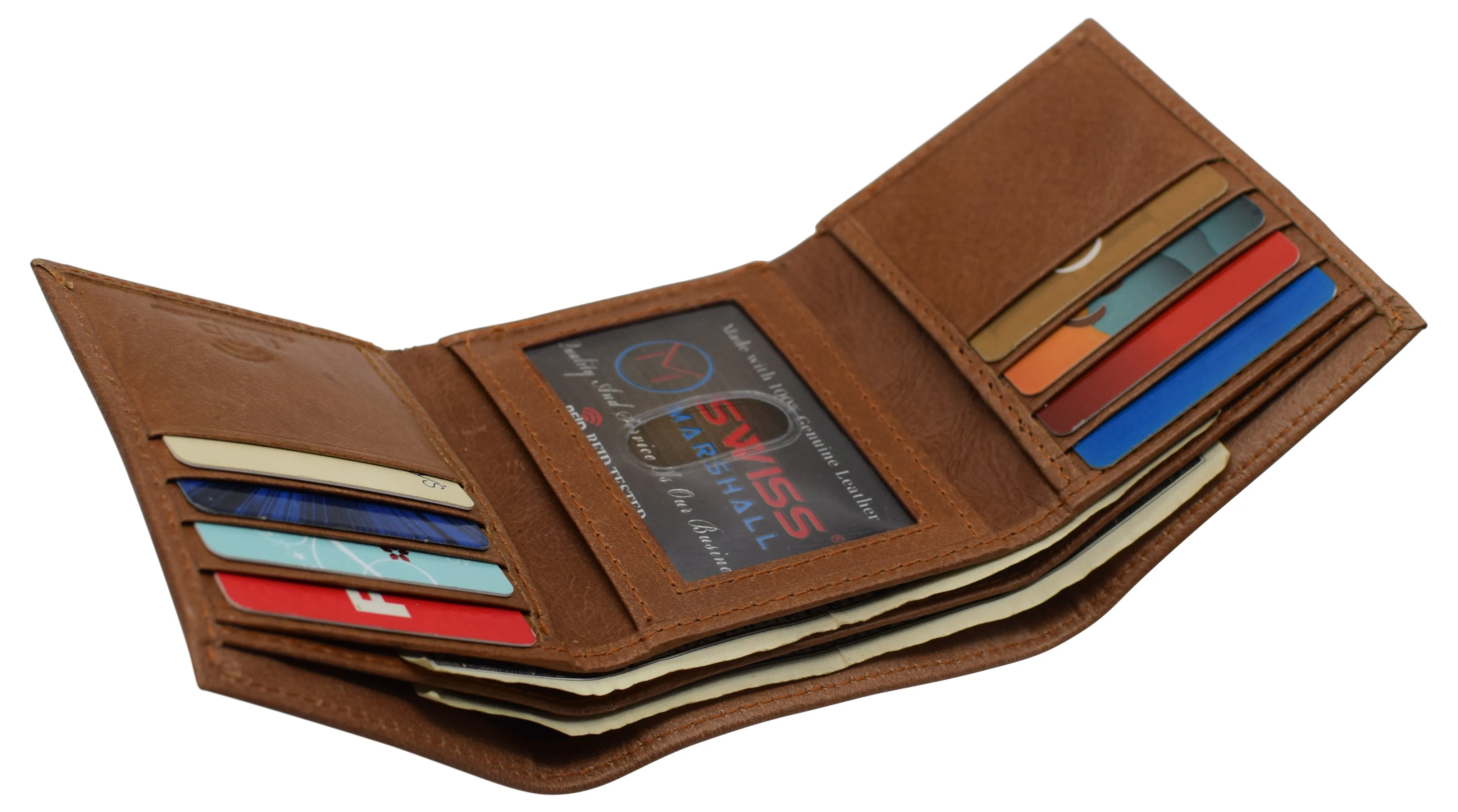 RFID Blocking Premium Leather Black Classic Trifold Credit Card ID Wallet Box RFID520055