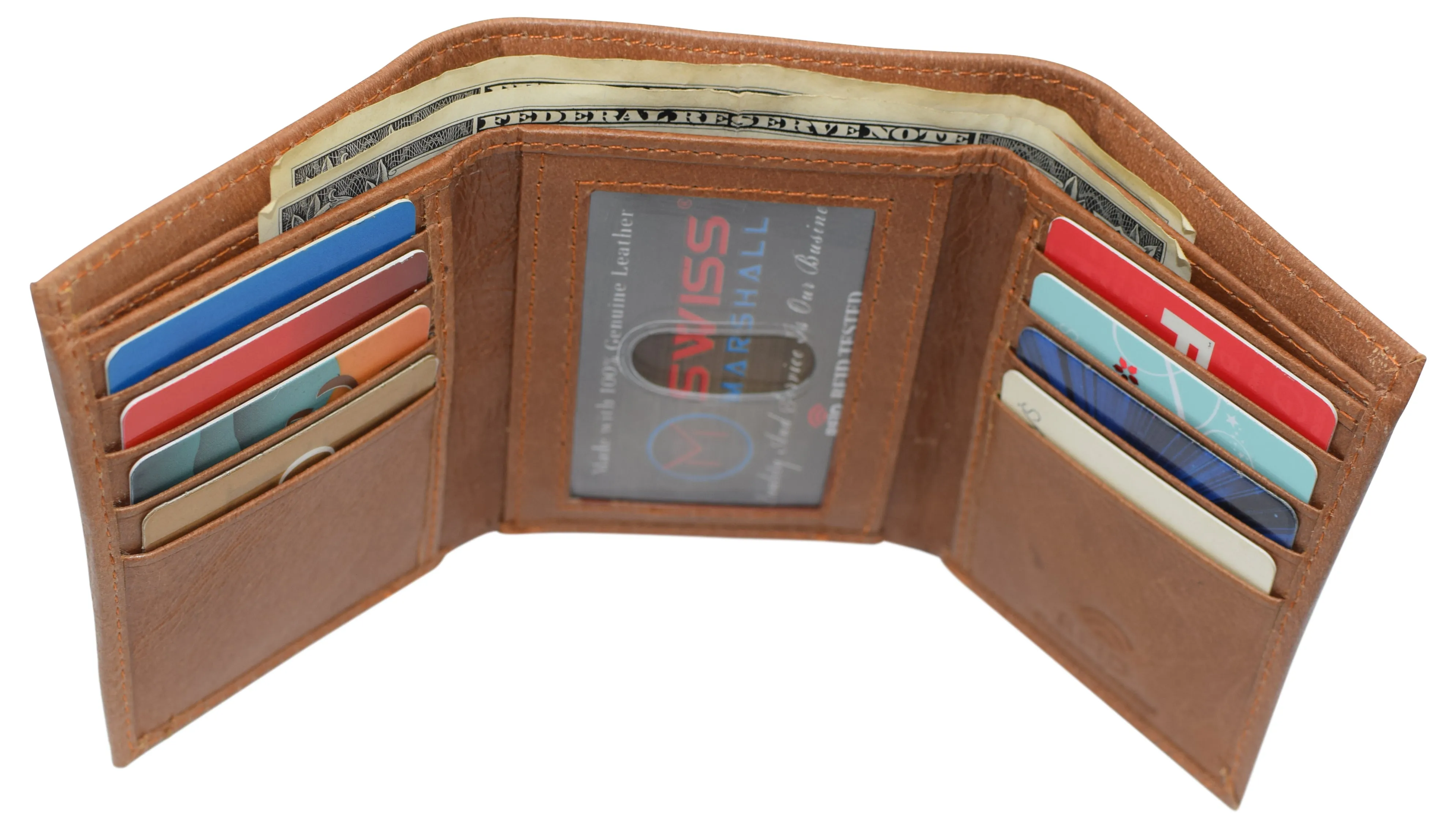 RFID Blocking Premium Leather Black Classic Trifold Credit Card ID Wallet Box RFID520055