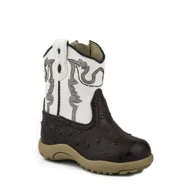 Roper Bump (White/Brown) - Infant Cowboy Booties