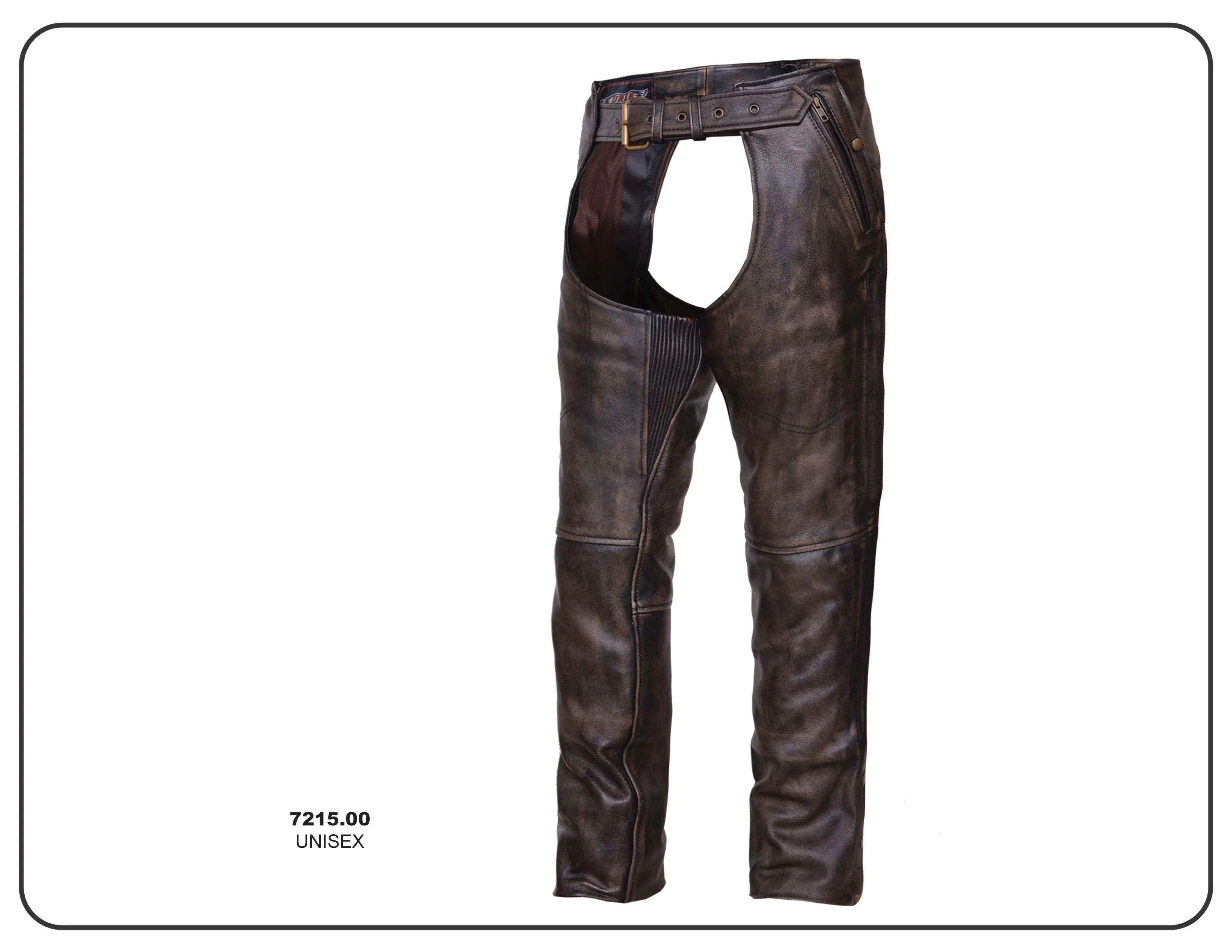 Unisex Montana Brown Premium Leather Motorcycle Chaps